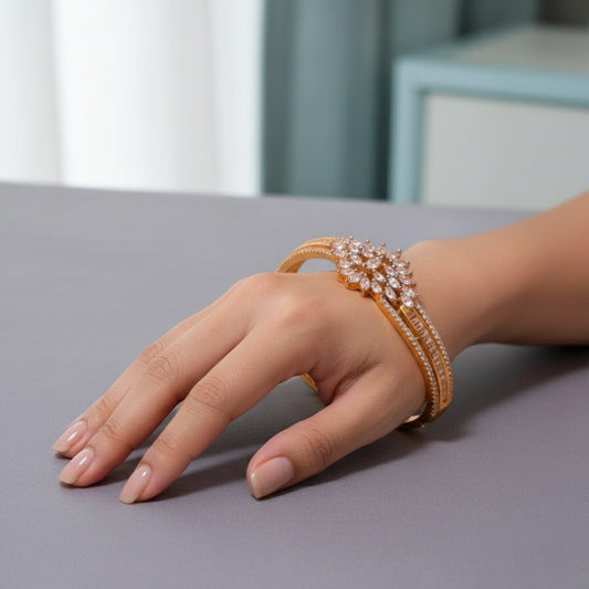 436996 Cubic Zirconia Classic Kada With Gold Plating