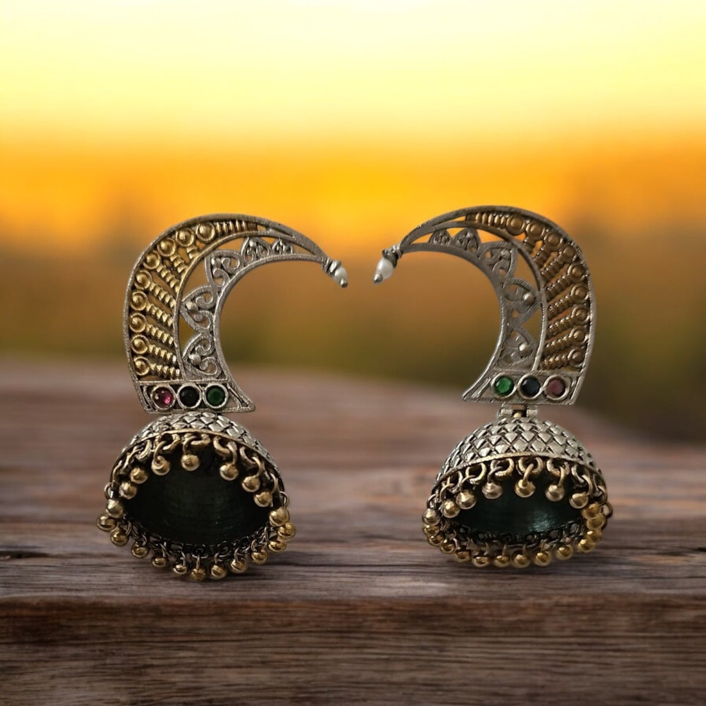 35275 Pretty Precious Fashion Oxidised Silver Stylish Party Wear Earrings for Women and Girls