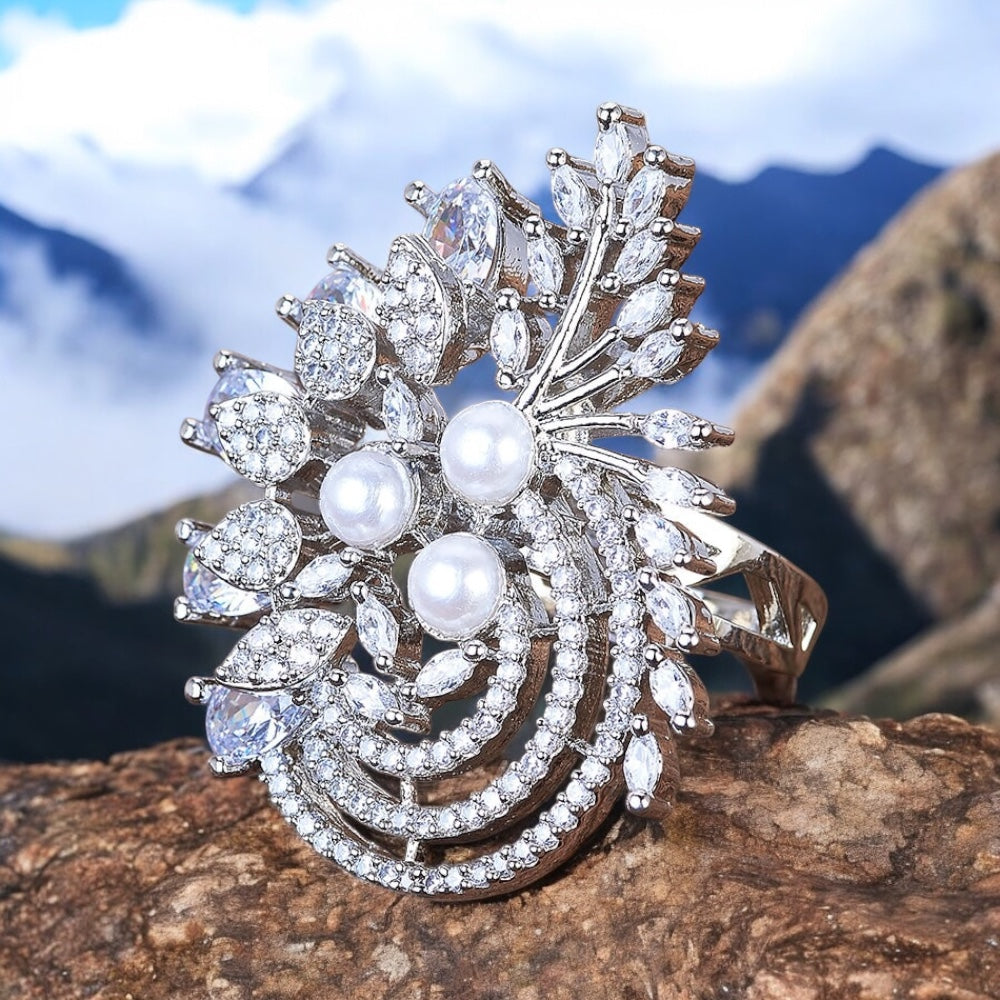 425252 Cz Adjustable Ring Silver