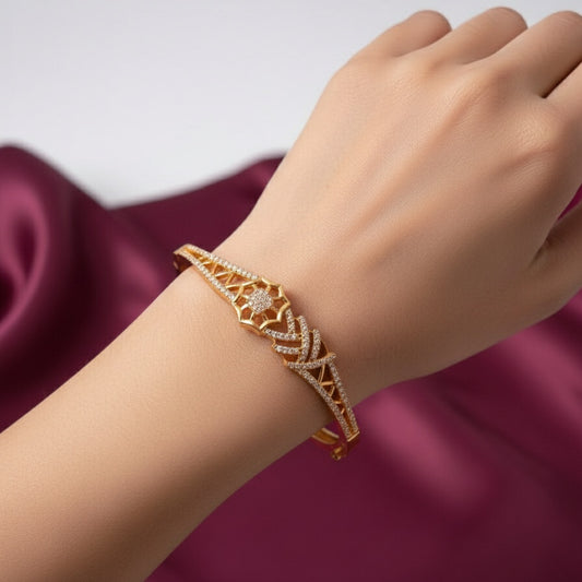 5086 Cubic Zirconia Classic Kada With Gold Plating