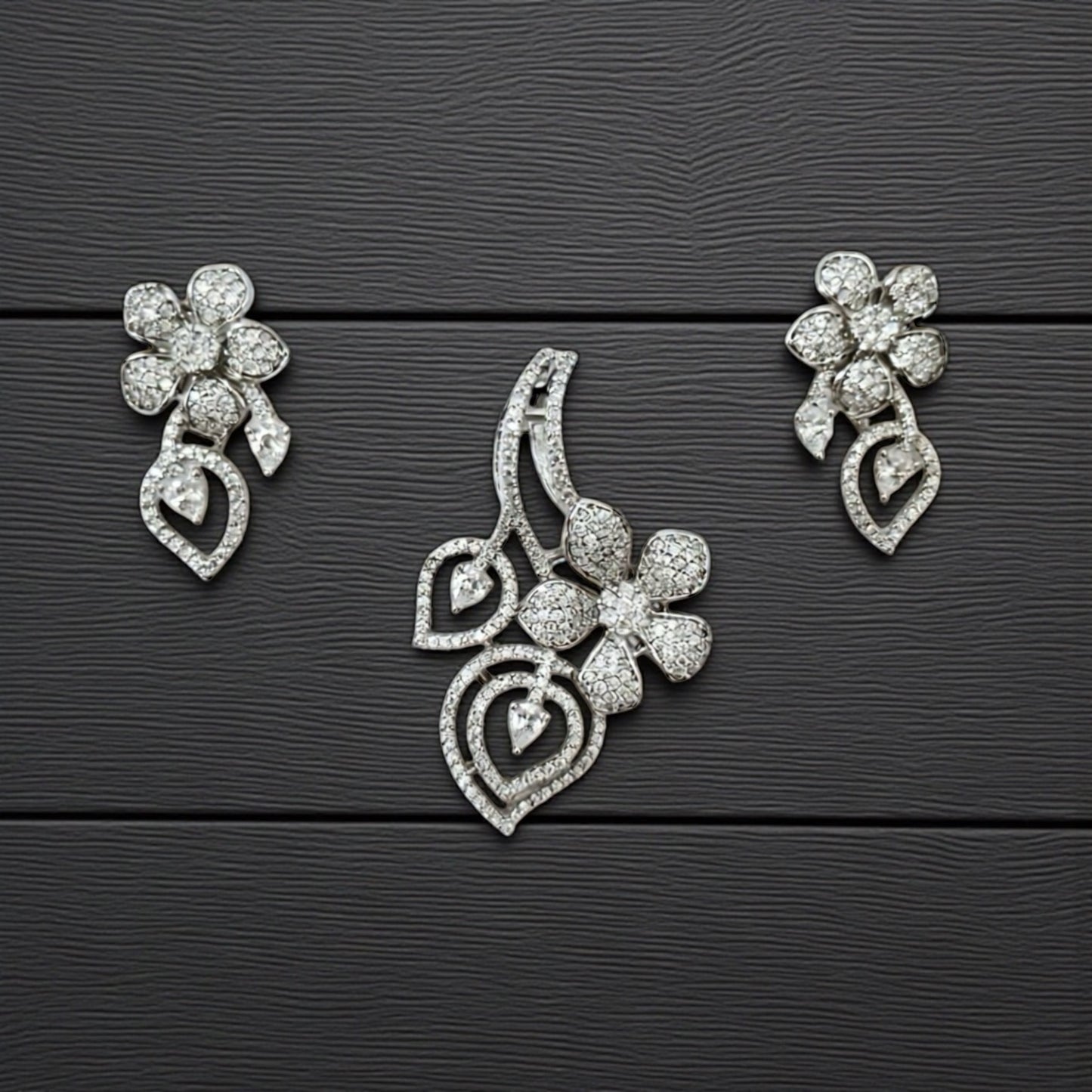 24336-American Diamond Delicate Pendant Set With Rhodium Plating