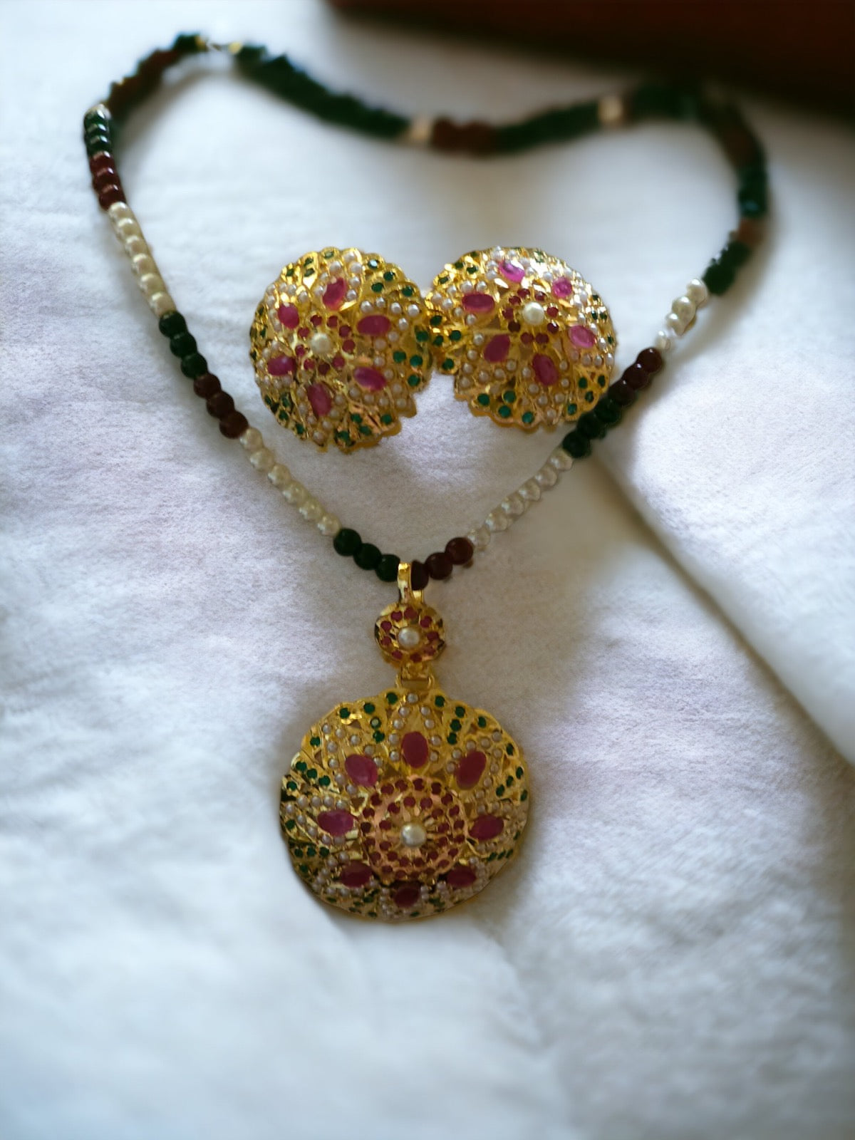 MJ-PS-912009-Jadau Pendant Set 1gm 24K Gold Plating