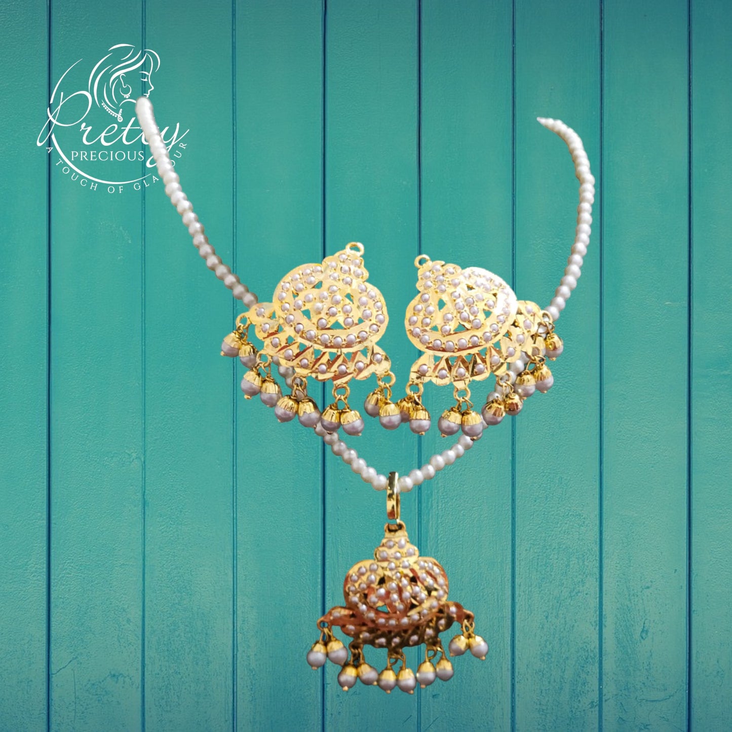 MJ-PS-97009-Jadau Pendant Set 1 gm 24K Gold Plating