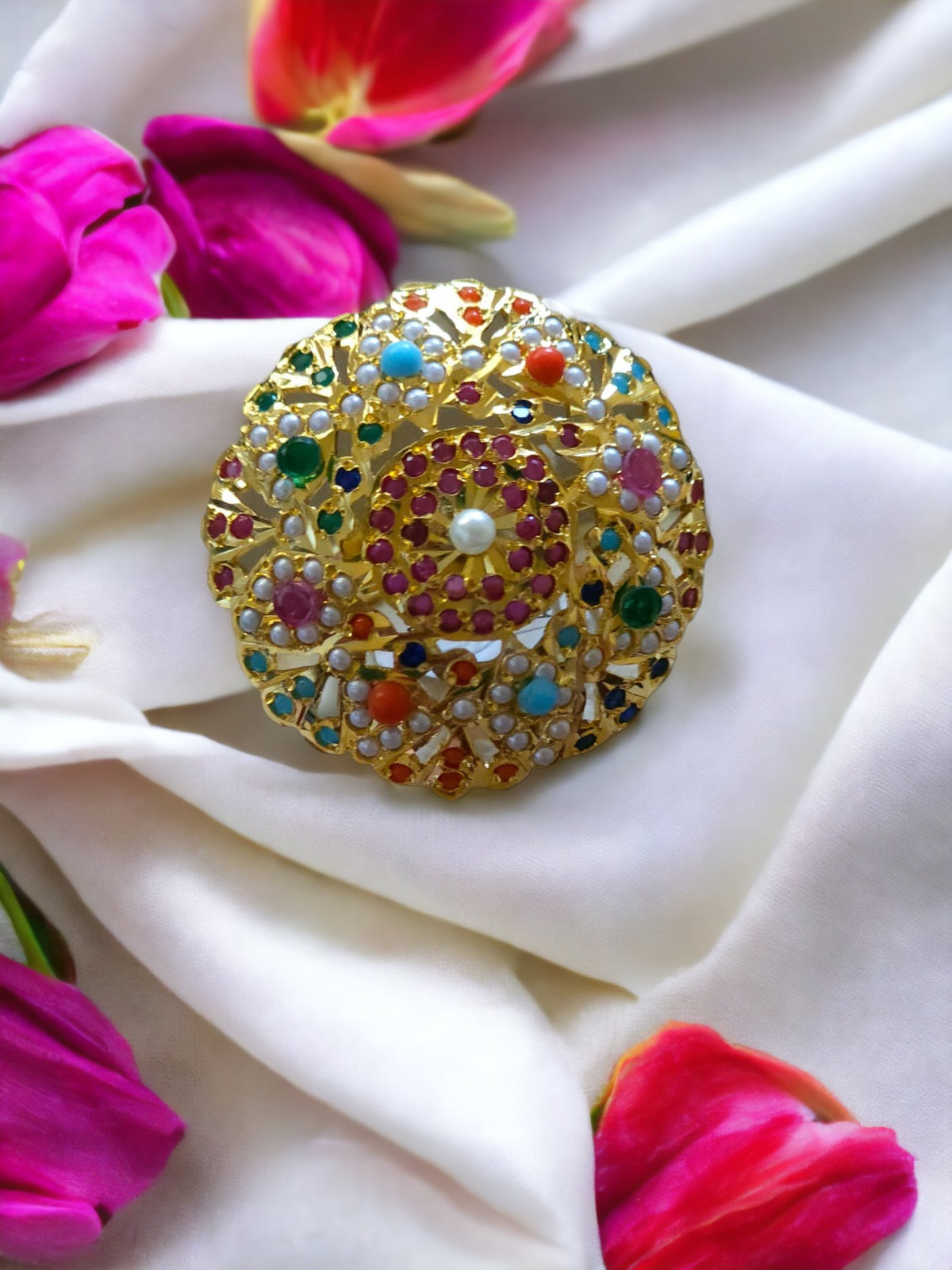 MJ-R-97009-Jadau Finger Ring 1gm 24K Gold Plating