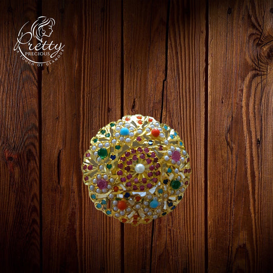 MJ-R-97009-Jadau Finger Ring 1gm 24K Gold Plating