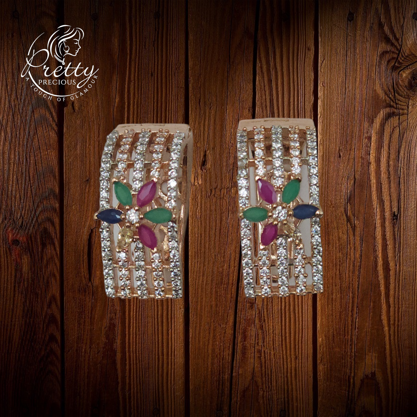 411120 Cz Earrings With Rhodium Plating