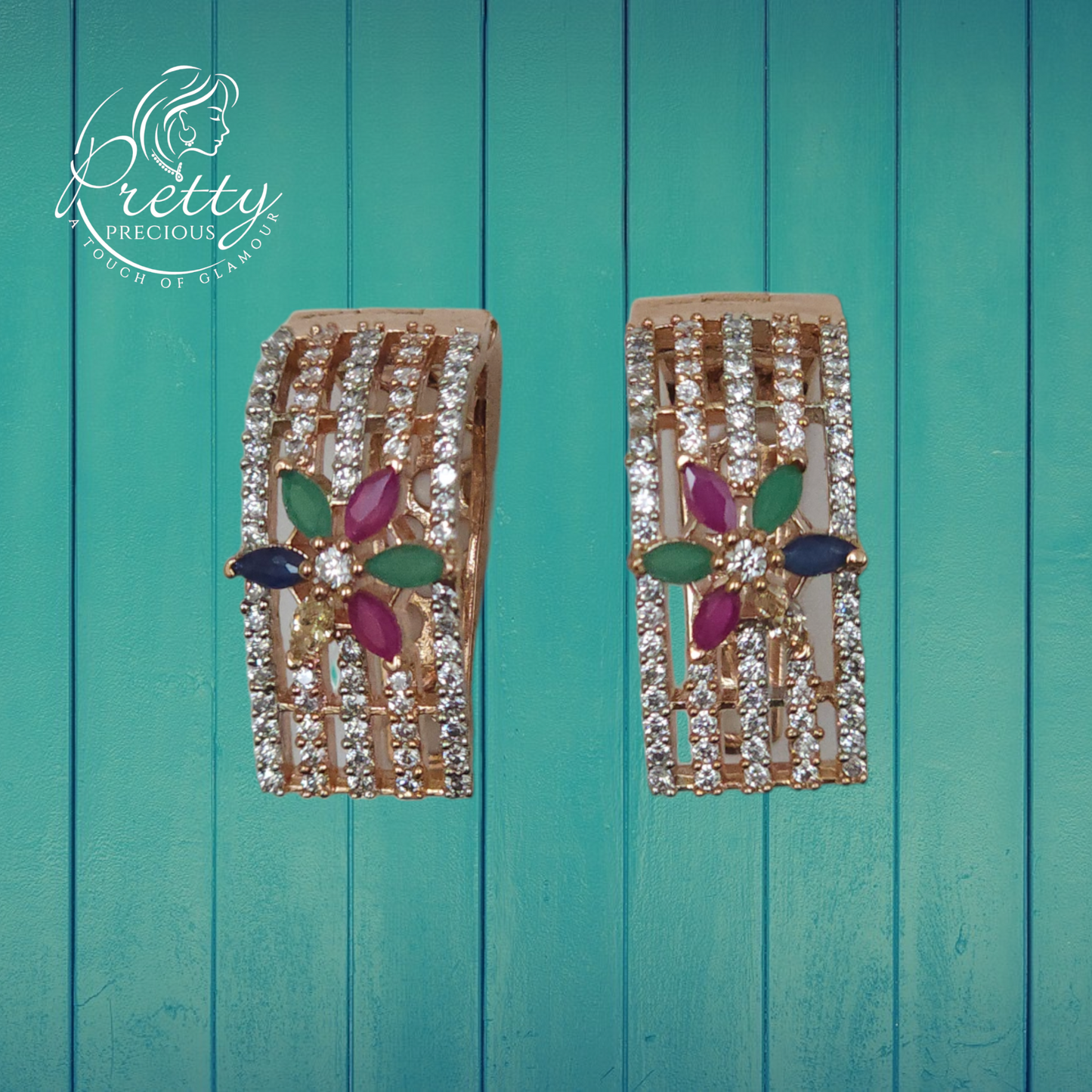 411120 Cz Earrings With Rhodium Plating