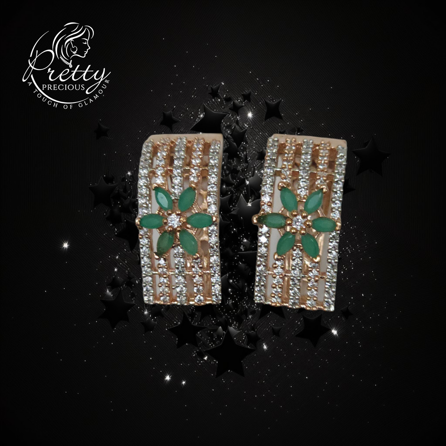 411120 Cz Earrings With Rhodium Plating