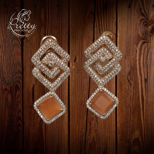 412176 Cz Earrings With Rhodium Plating