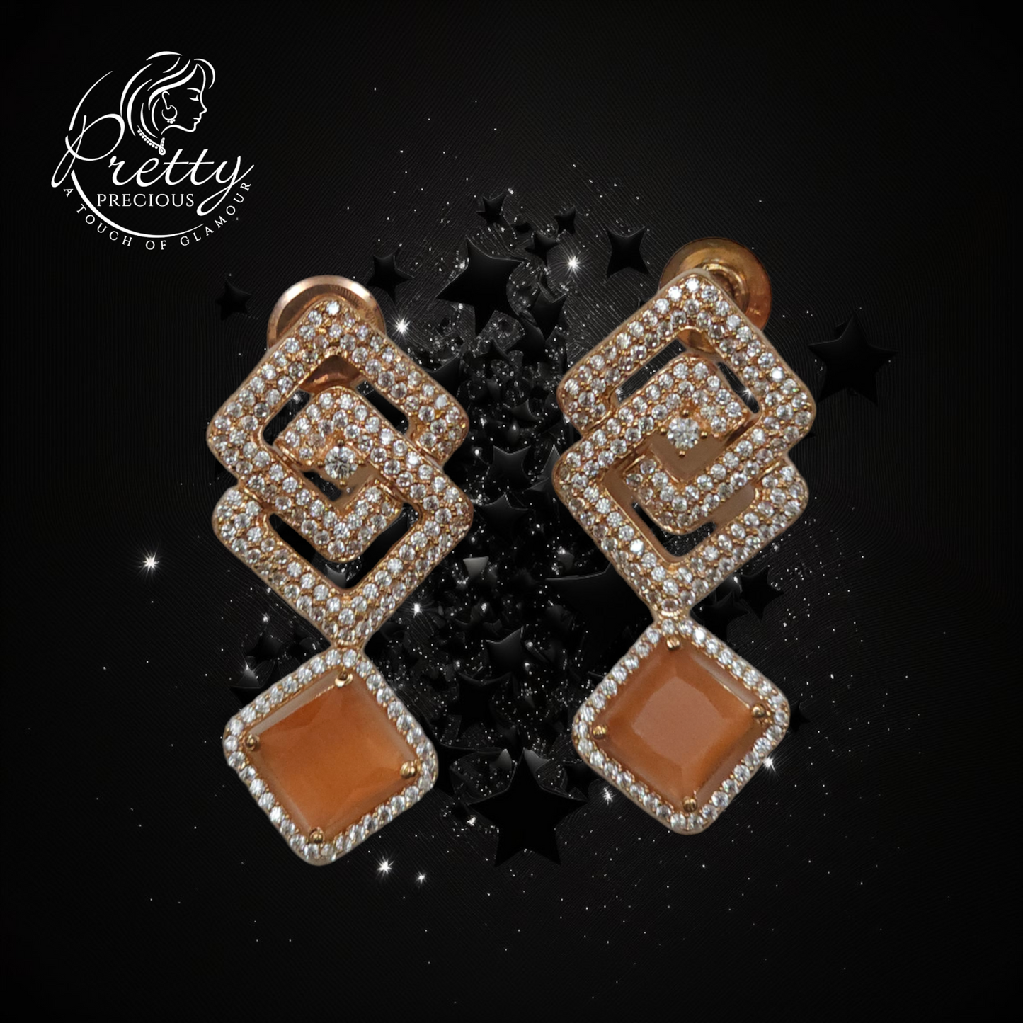 412176 Cz Earrings With Rhodium Plating