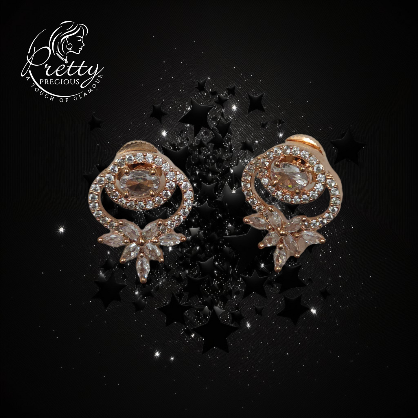 427249 Cubic Zirconia Delicate Tops With Rhodium Plating