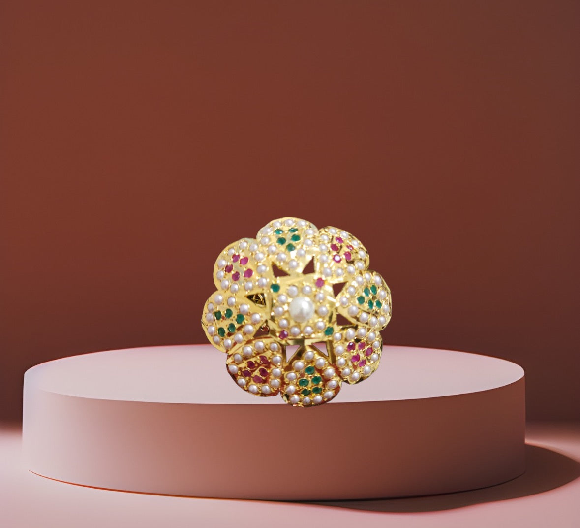 MJ-R-96009-Jadau Ring 1 gm 24K Gold Plating