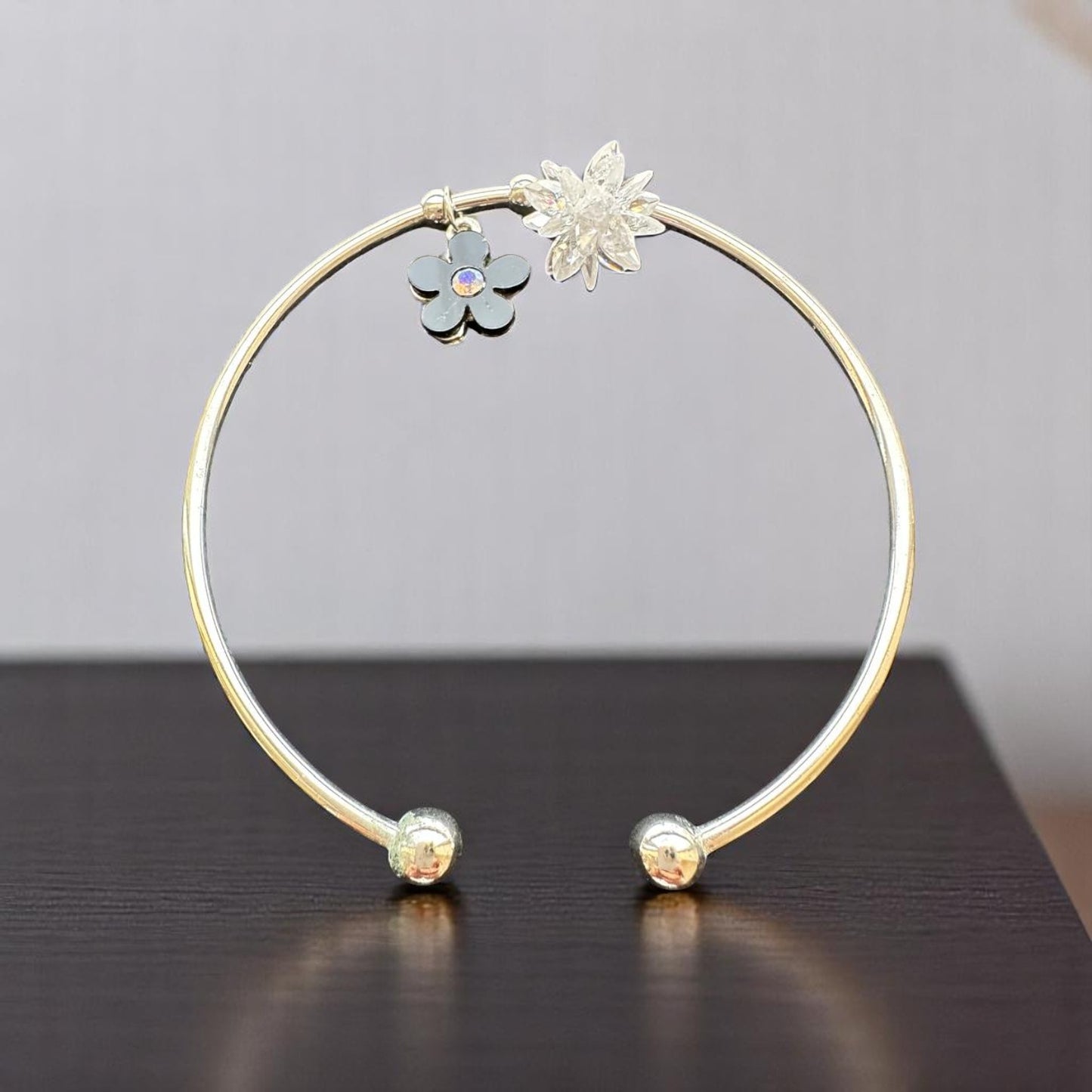 122381-Western Classic Trendy Kada with Rose & Silver Plating