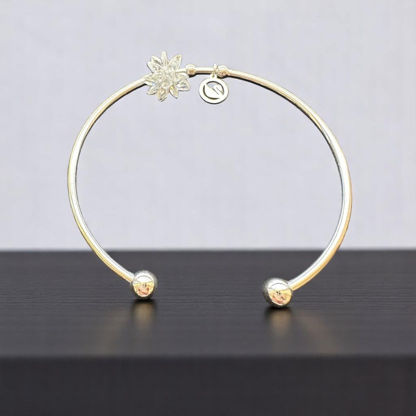 122381-Western Classic Trendy Kada with Rose & Silver Plating