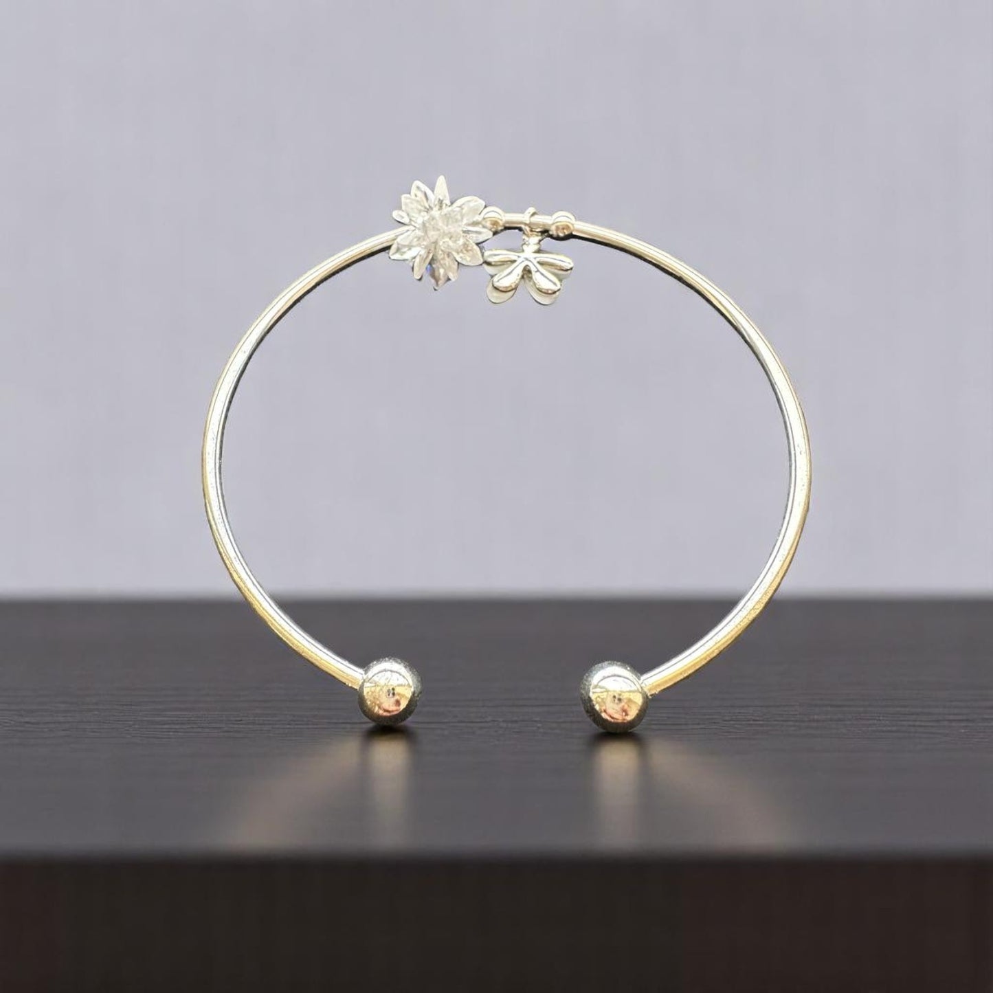 122381-Western Classic Trendy Kada with Rose & Silver Plating