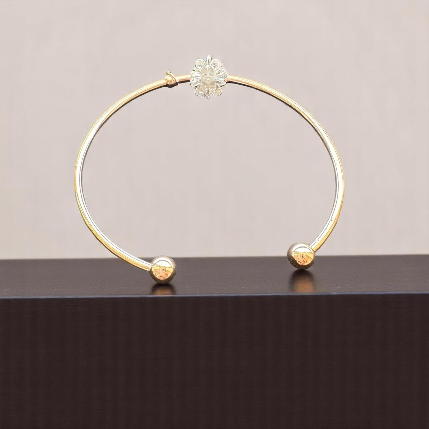 122381-Western Classic Trendy Kada with Rose & Silver Plating