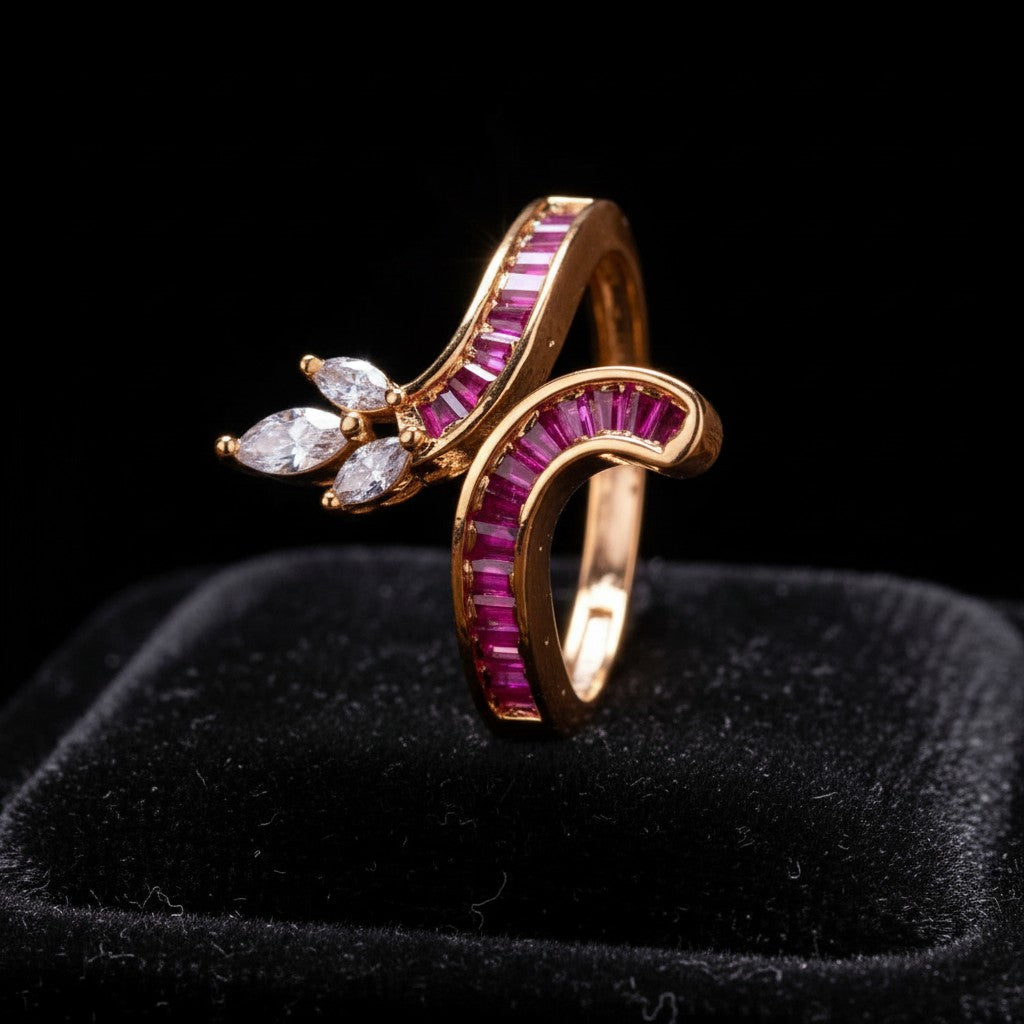 432973 Cz Classic Ring With Rhodium Gold Plating-Gold