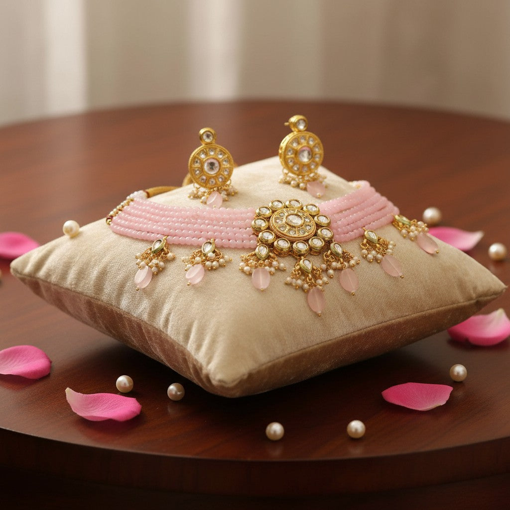 97309-NS Cz Delicate Necklace Pink