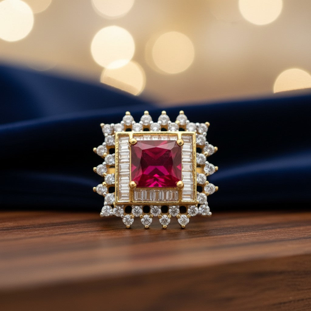 1034 Cz Adjustable Ring-Ruby