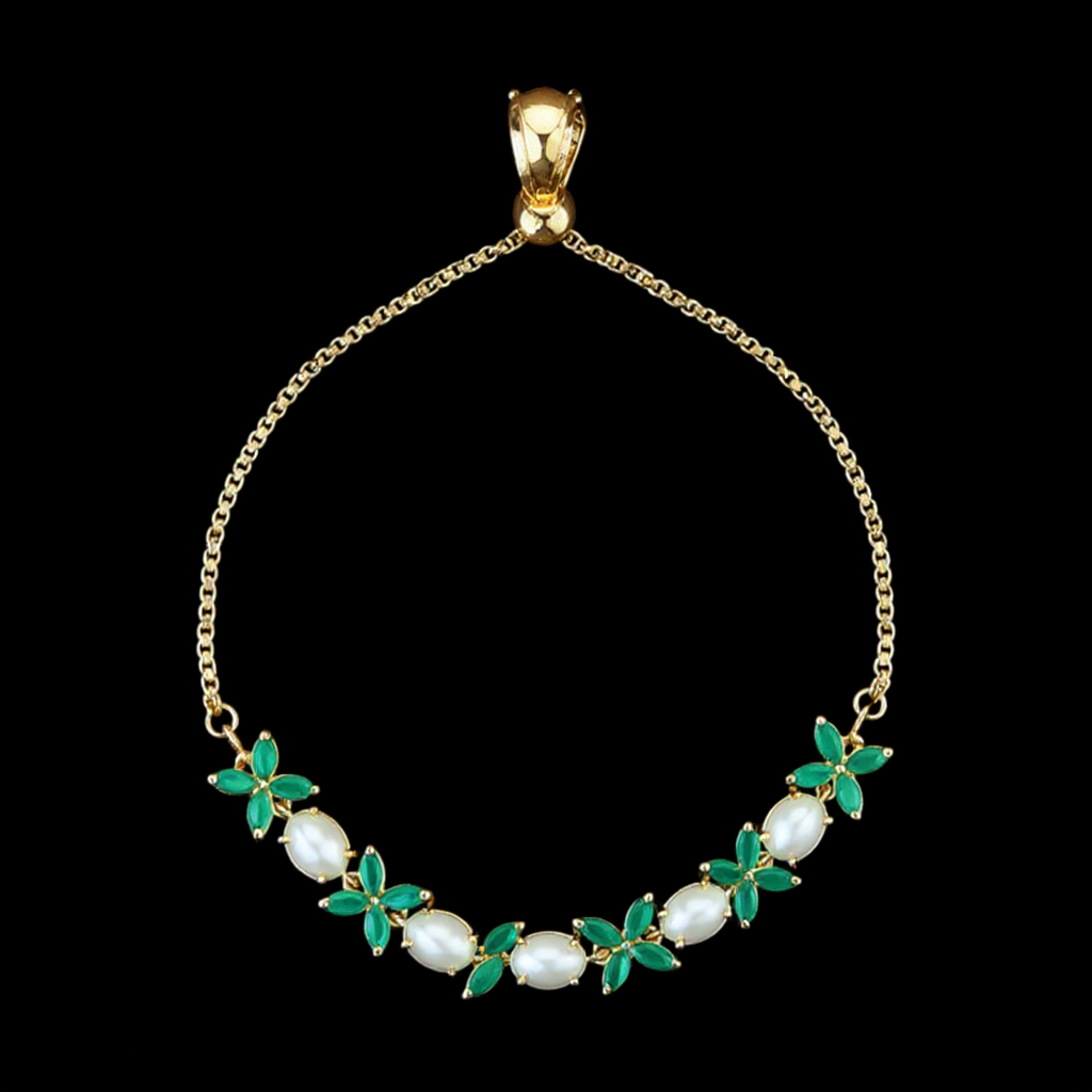 424396 Cz Classic Bracelet With Gold Plating-Green