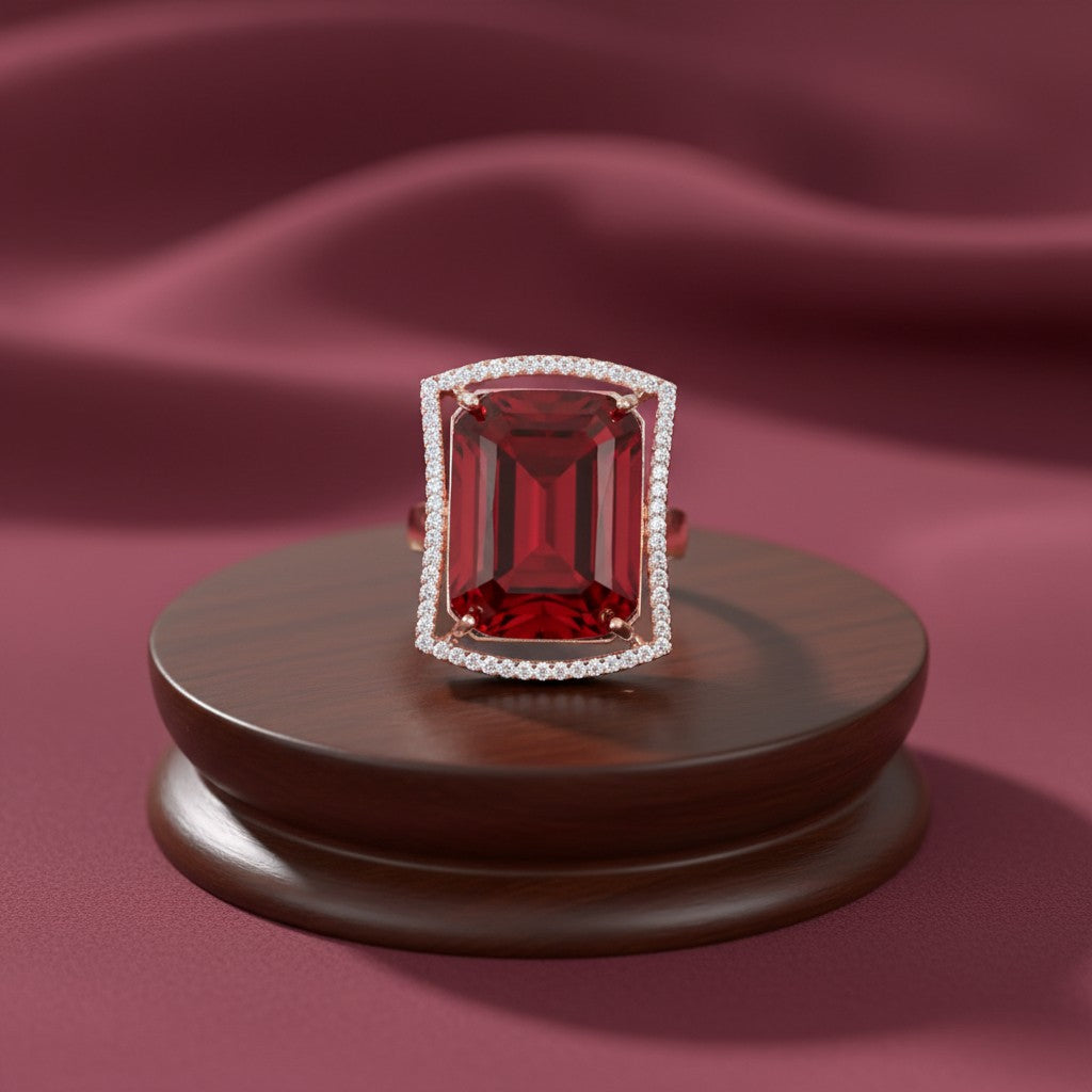 438265 Cz Classic Ring With Rhodium Plating-Rani