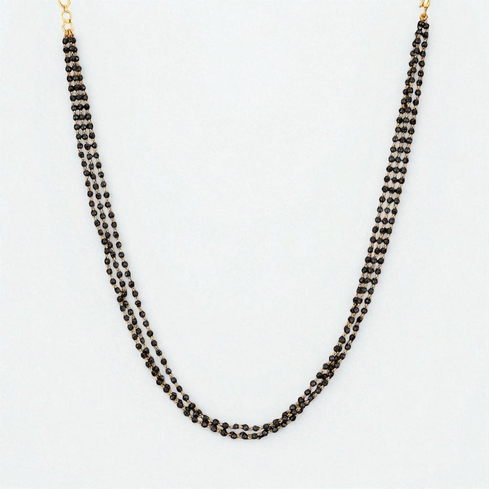 423100 Cz 3 Line Necklace With Gold Plating-Black
