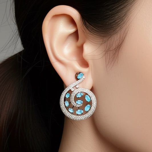 430234 Earring With Black Plating- Blue