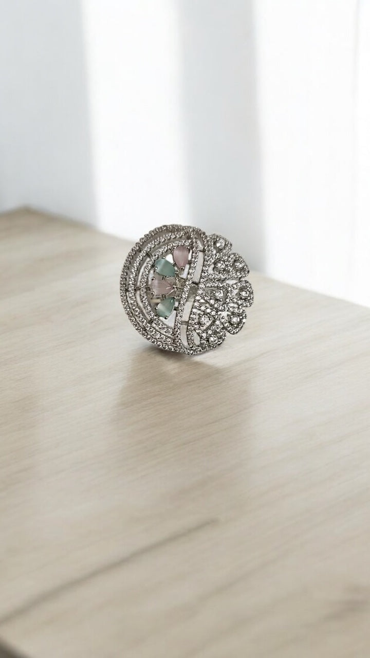 436624  Cz Adjustable Ring Multicolor