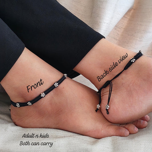 91709-ANO Classic Anklet With Oxidized Plating-Design 1