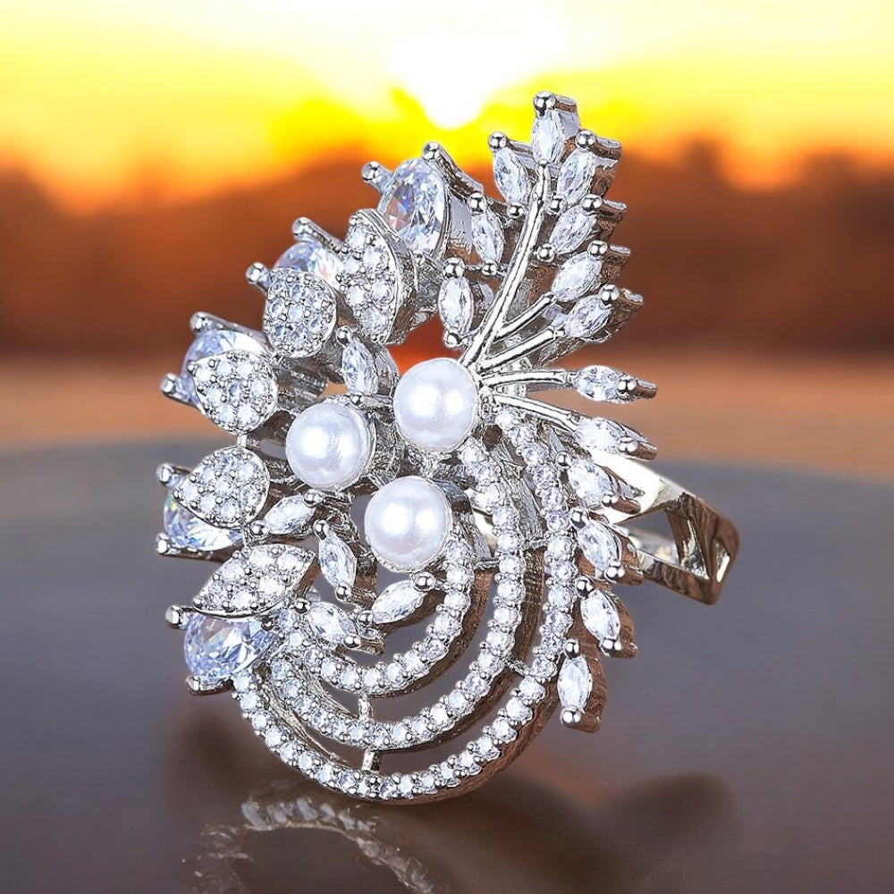 425252 Cz Adjustable Ring Silver