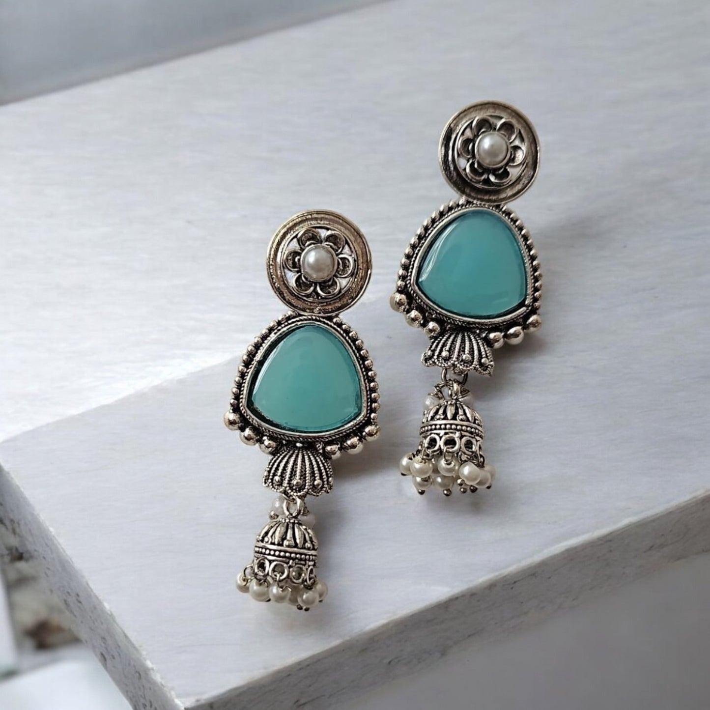 807043 Pretty Precious Fashion Oxidised Silver Stylish Party Wear Earrings for Women and Girls