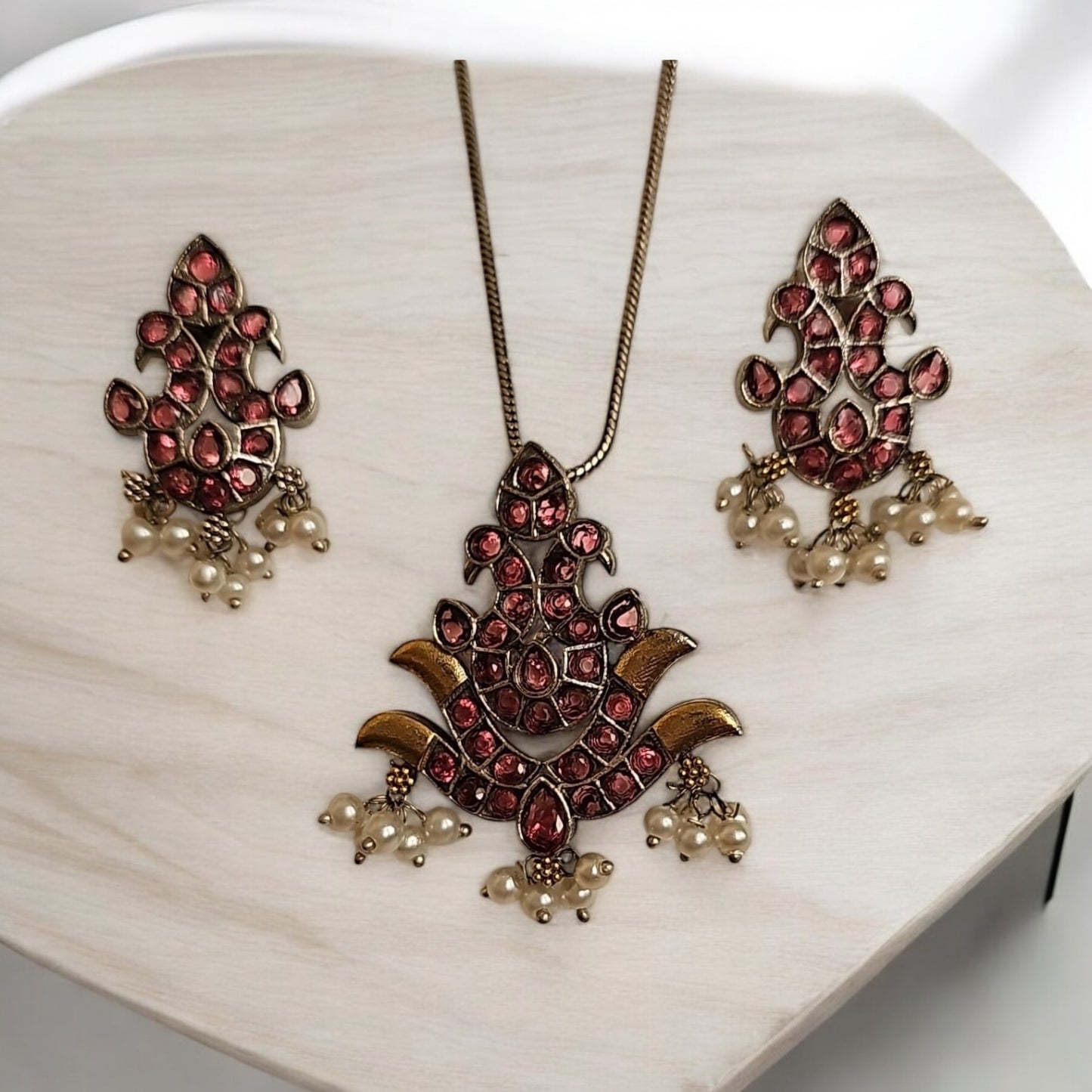 805145 Pendant Set With Oxidized Plating-Ruby