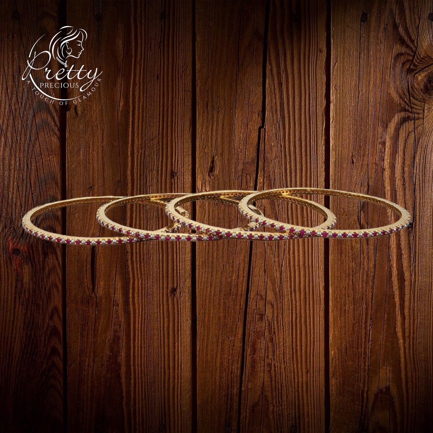 427268 Cz Moti Bangles With Gold Plating-Size 2.6