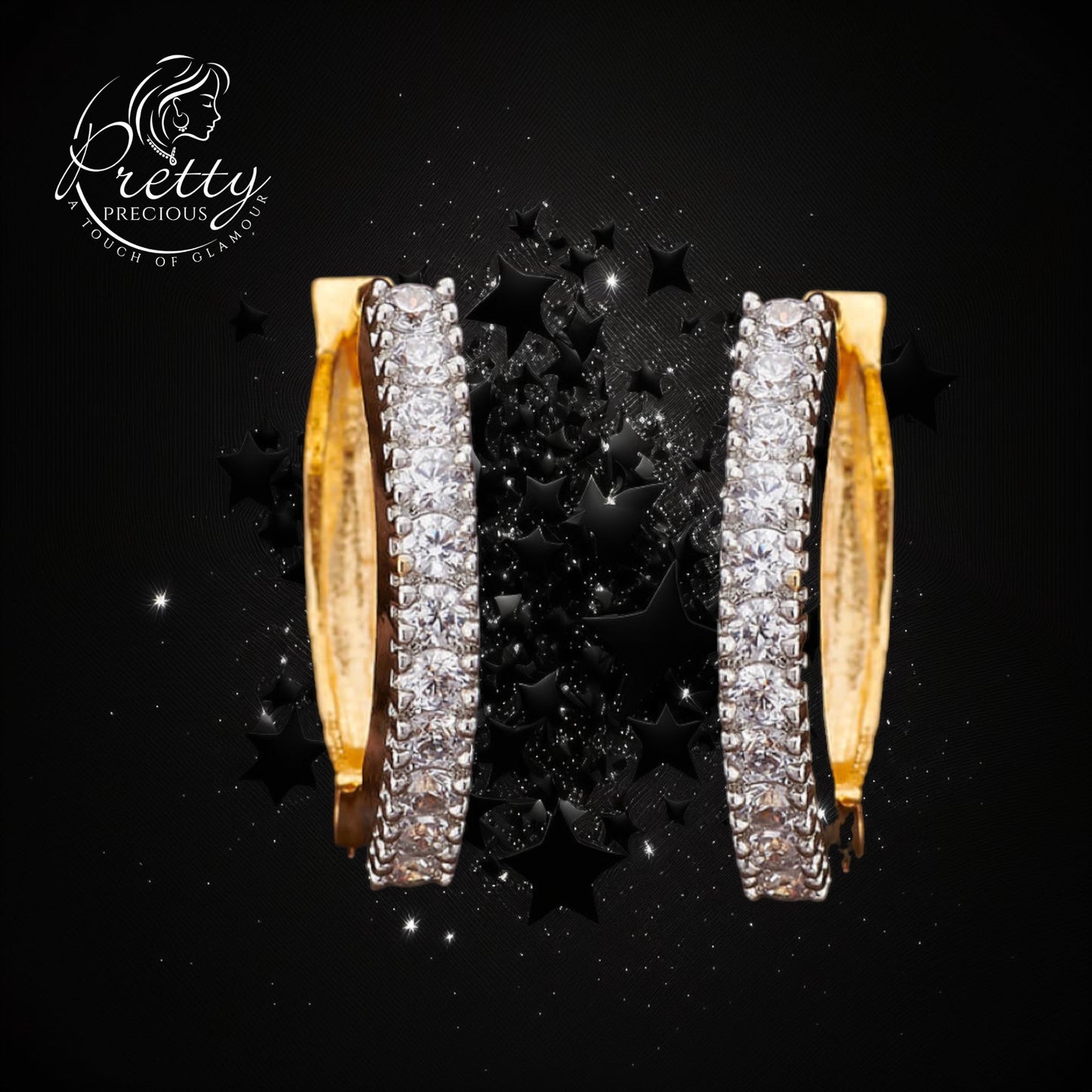 421023 Cz Delicate Earring With 2 Tone Plating