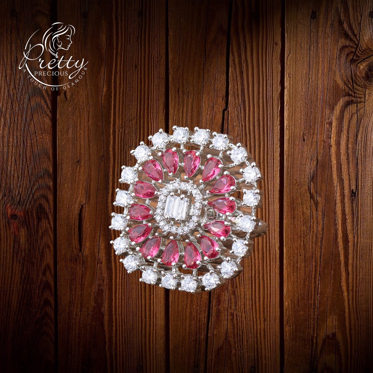 426261-R-Cz Classic Ring With Rhodium Plating-Rani