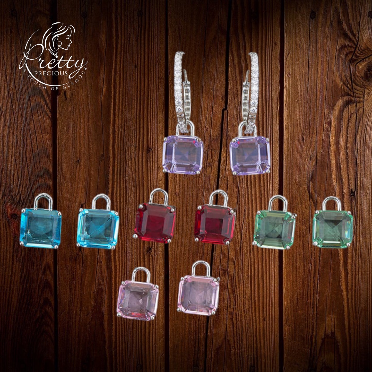 427434 Cz Changeable Stone Earring With Rhodium Plating