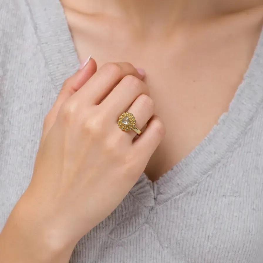 110520-Indo Western Classic Ring With Gold Plating-White