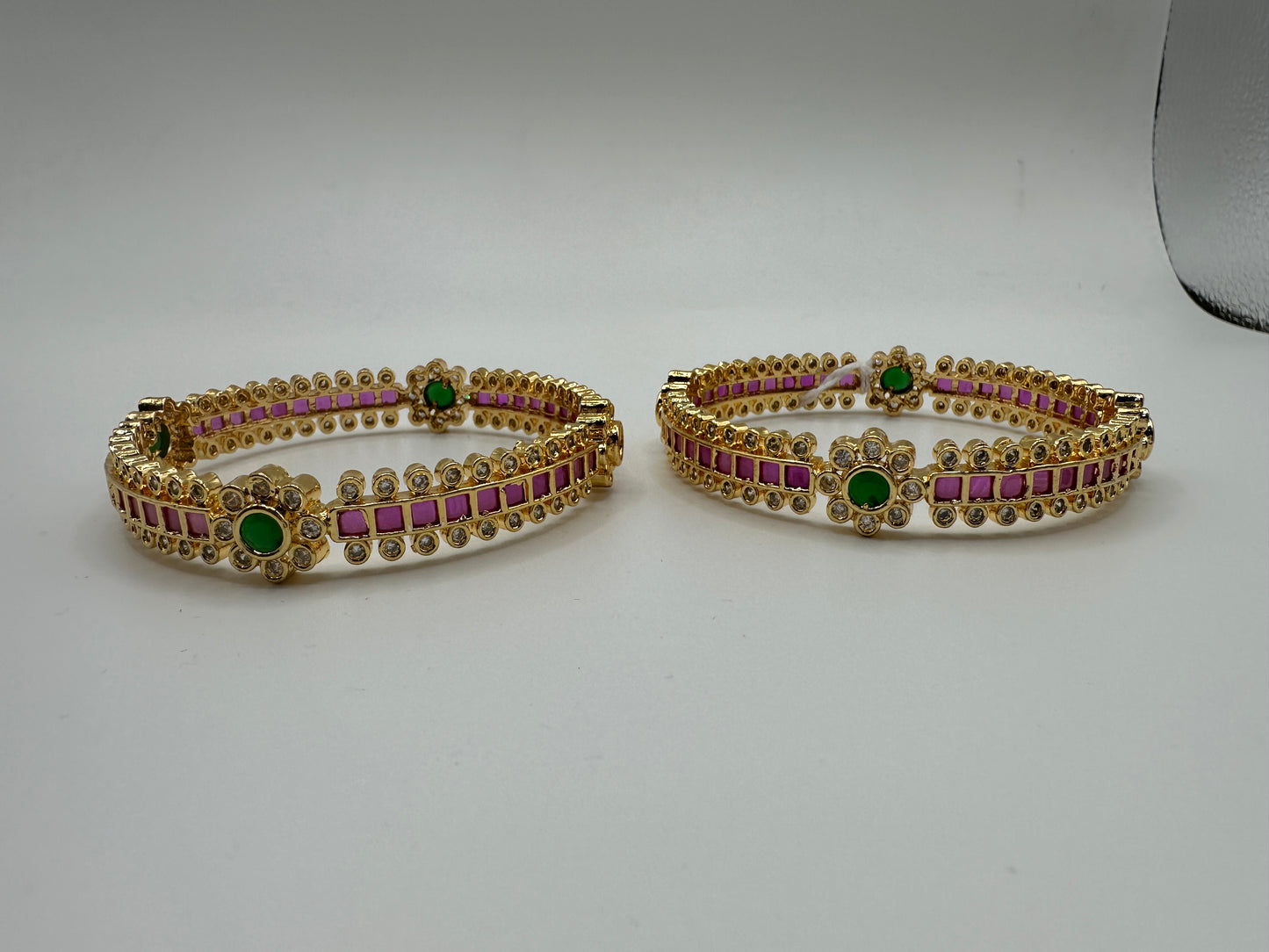 1006 Cz Classic Bangles-Size 2.6- Ruby Green