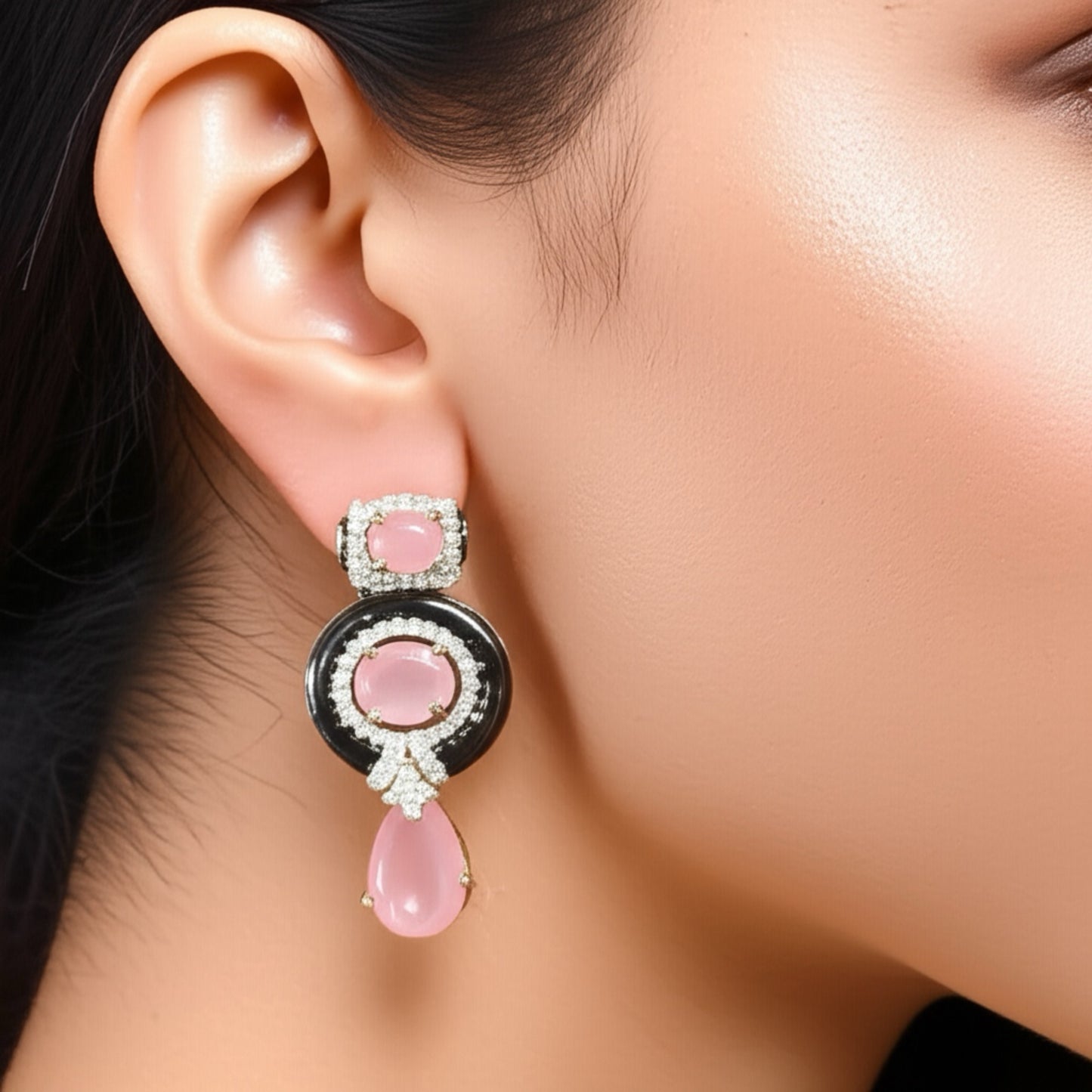 93459-ER  Earring With Gold/Rhodium Plating