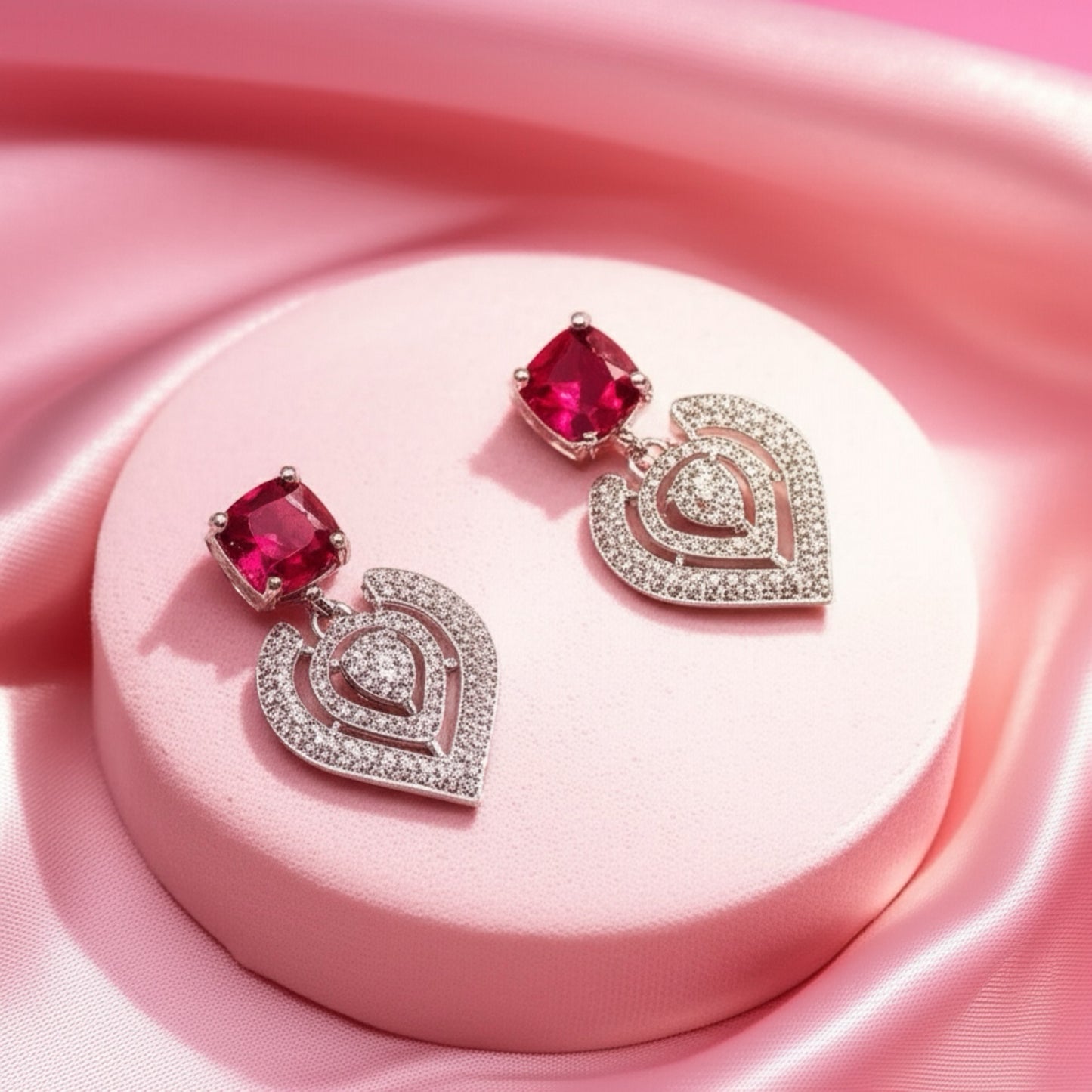 433228 CZ Earring With Rhodium Plating-Rani