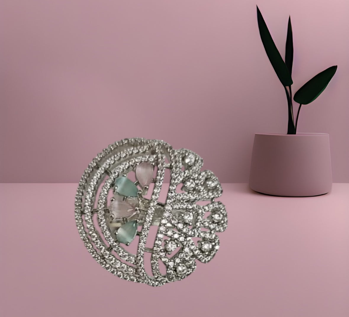 436624  Cz Adjustable Ring Multicolor