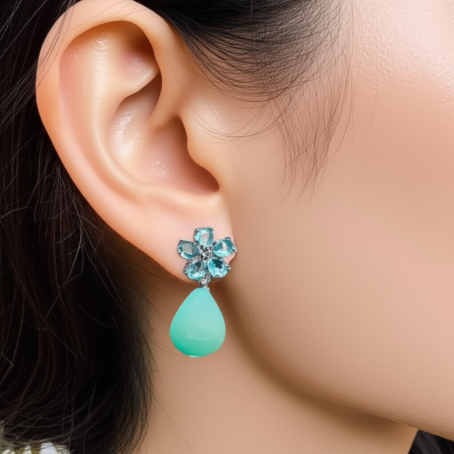 91209-ER CZ Earring With Gold/Rhodium Plating