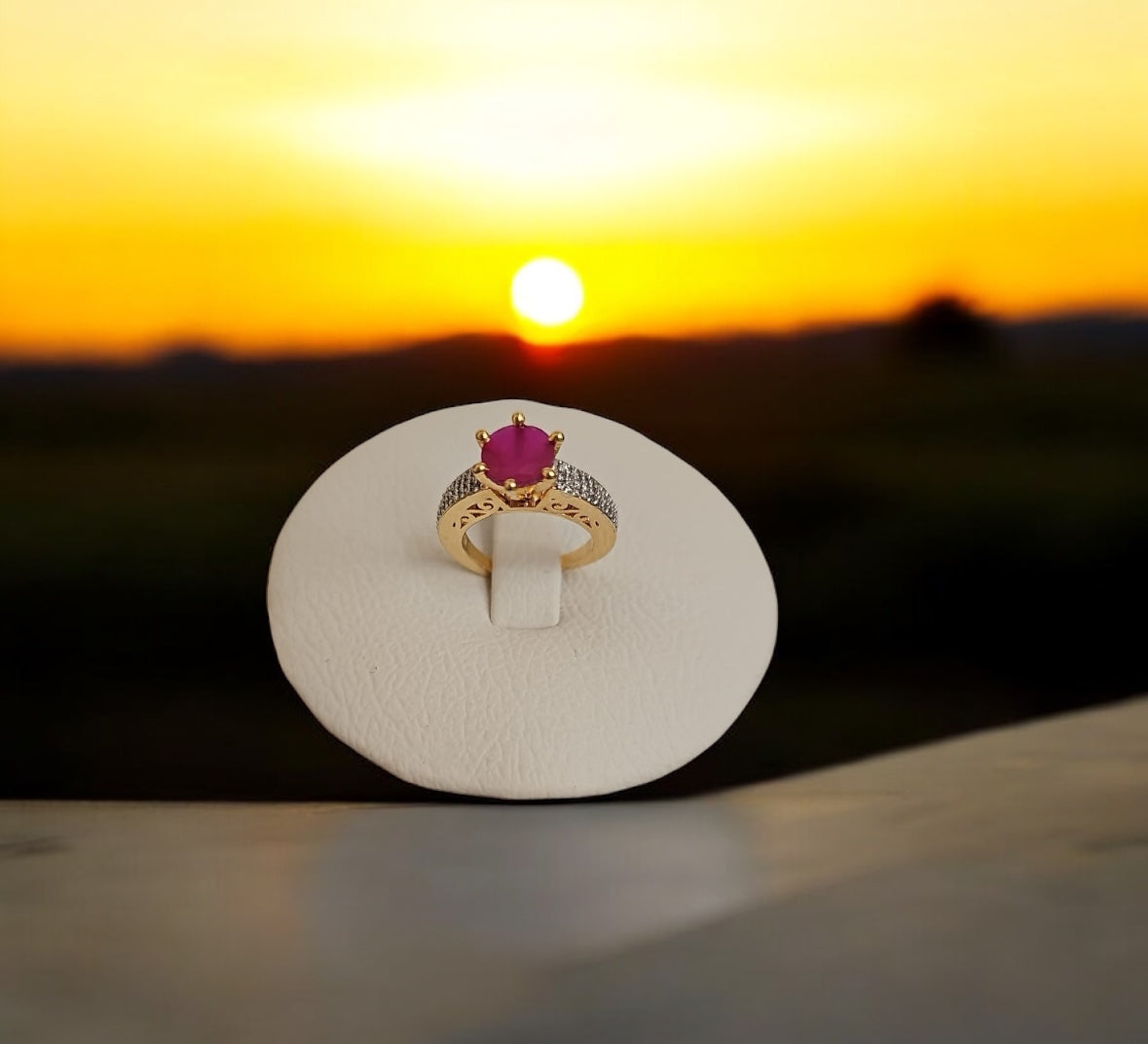 91259 Cz Adjustable Ring Ruby