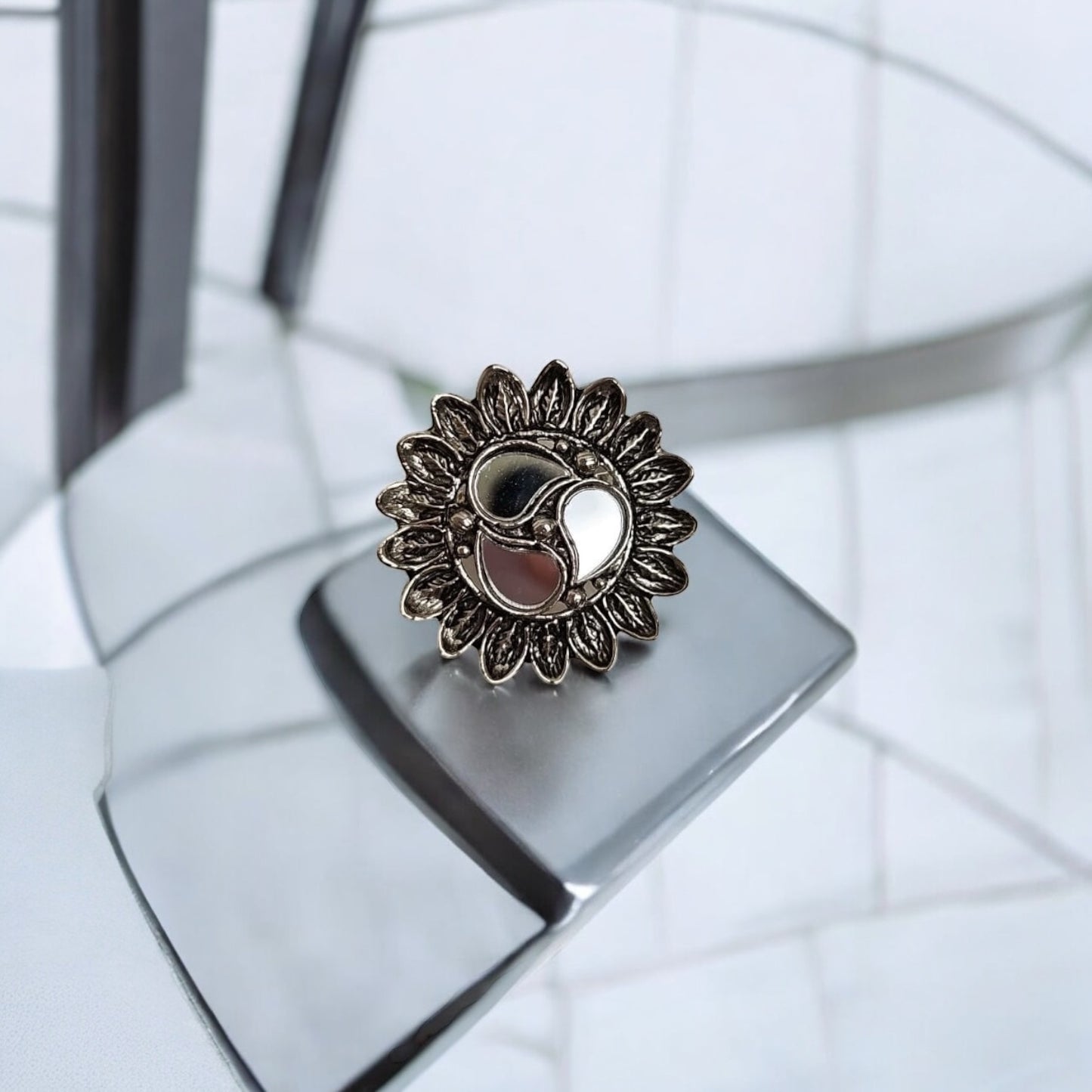 802681 Ring With Oxidised Plating