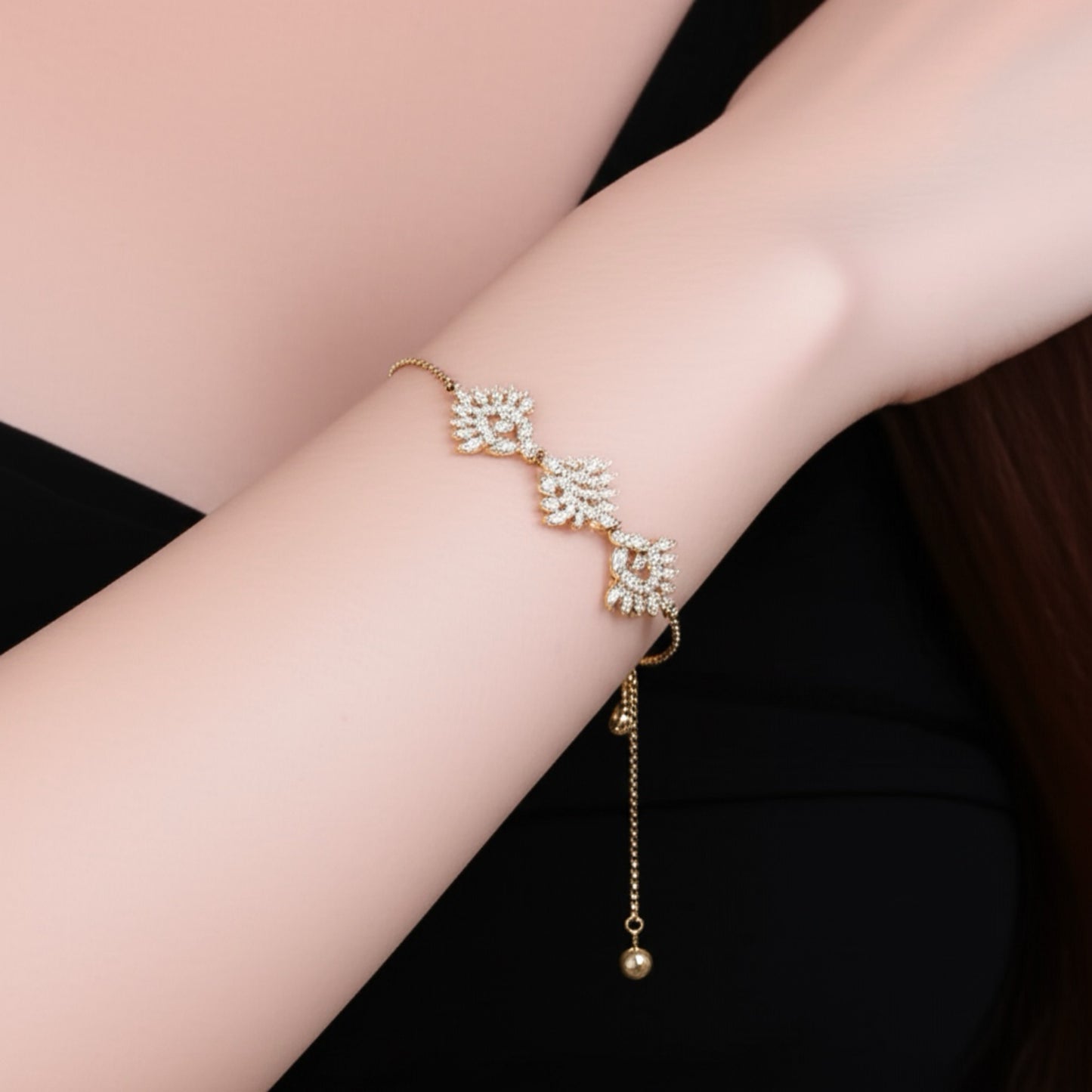 418851 Adjustable Bracelet With 2 Tone Plating-White