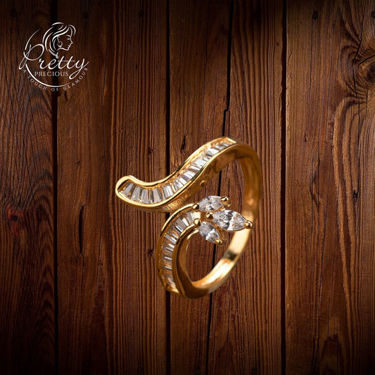 432867 Cz Adjustable Ring 2 Tone