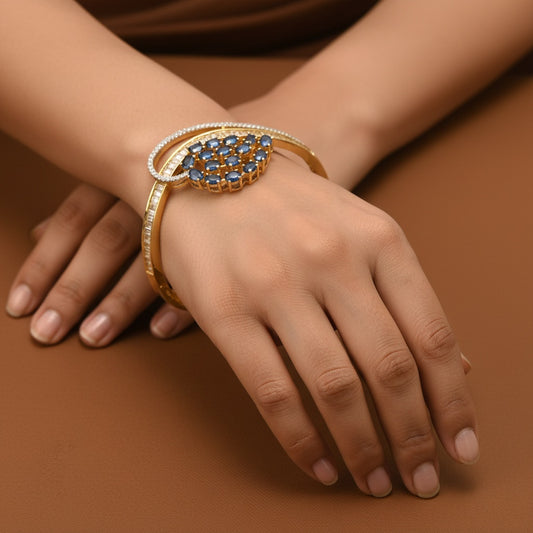 436993 Cubic Zirconia Classic Kada With 2 Tone Plating-Blue