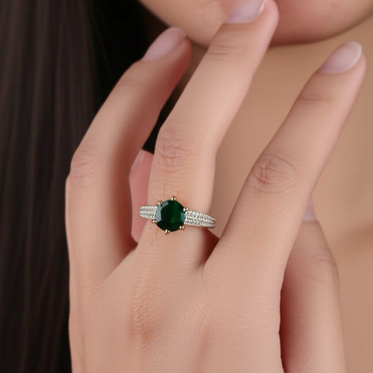91259-RN Cz Adjustable Ring Green
