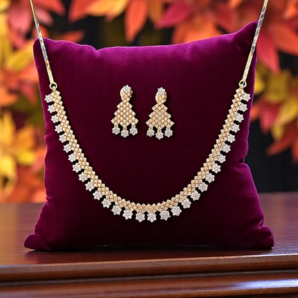 431527 Cz Delicate Necklace Two Tone