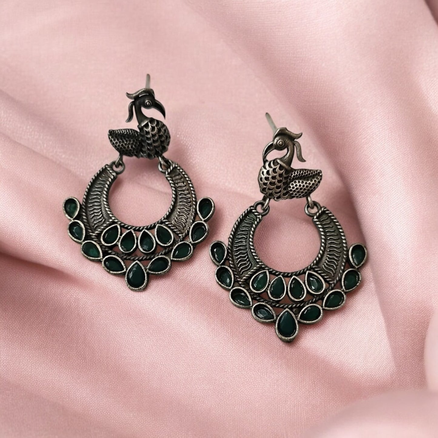 801974 Pretty Precious Fashion Oxidised Silver Stylish Party Wear Earrings for Women and Girls